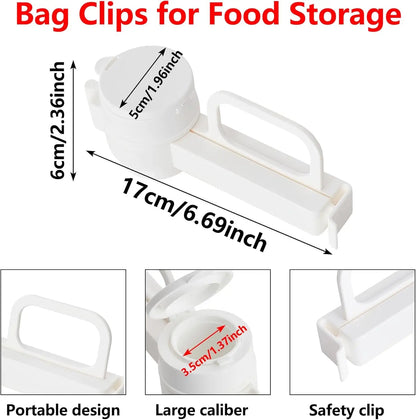 3 Pack Food Bag Clips with Pour Spouts - Keep Food Fresh & Organized, Easy Pouring & Sealing Solution for Your Kitchen! - Freshleen
