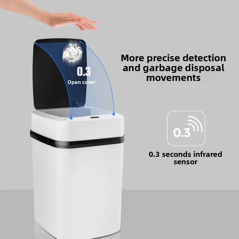 13L Smart Trash Can with Lid Sensor Toilet, Creative Fully Automatic Electric Lid Opening Trash Can for Living Room and Bathroom - Freshleen