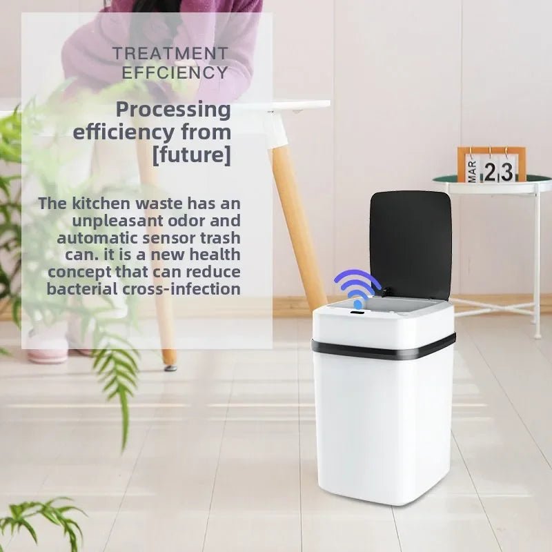 13L Smart Trash Can with Lid Sensor Toilet, Creative Fully Automatic Electric Lid Opening Trash Can for Living Room and Bathroom - Freshleen