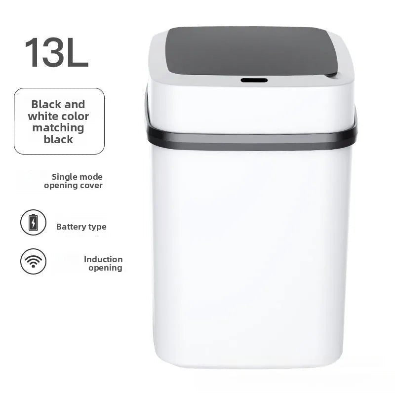 13L Smart Trash Can with Lid Sensor Toilet, Creative Fully Automatic Electric Lid Opening Trash Can for Living Room and Bathroom - Freshleen