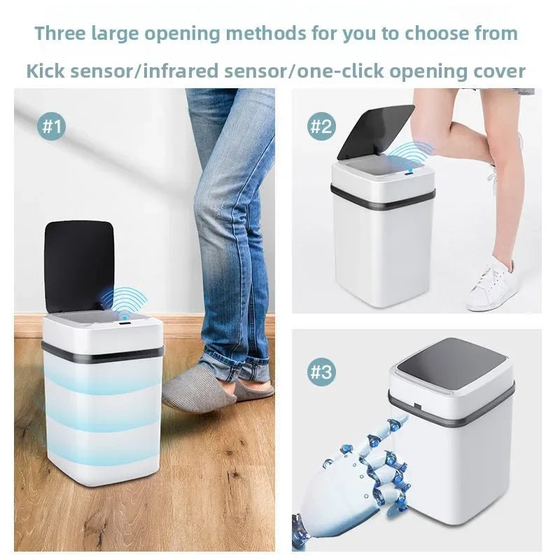 13L Smart Trash Can with Lid Sensor Toilet, Creative Fully Automatic Electric Lid Opening Trash Can for Living Room and Bathroom - Freshleen