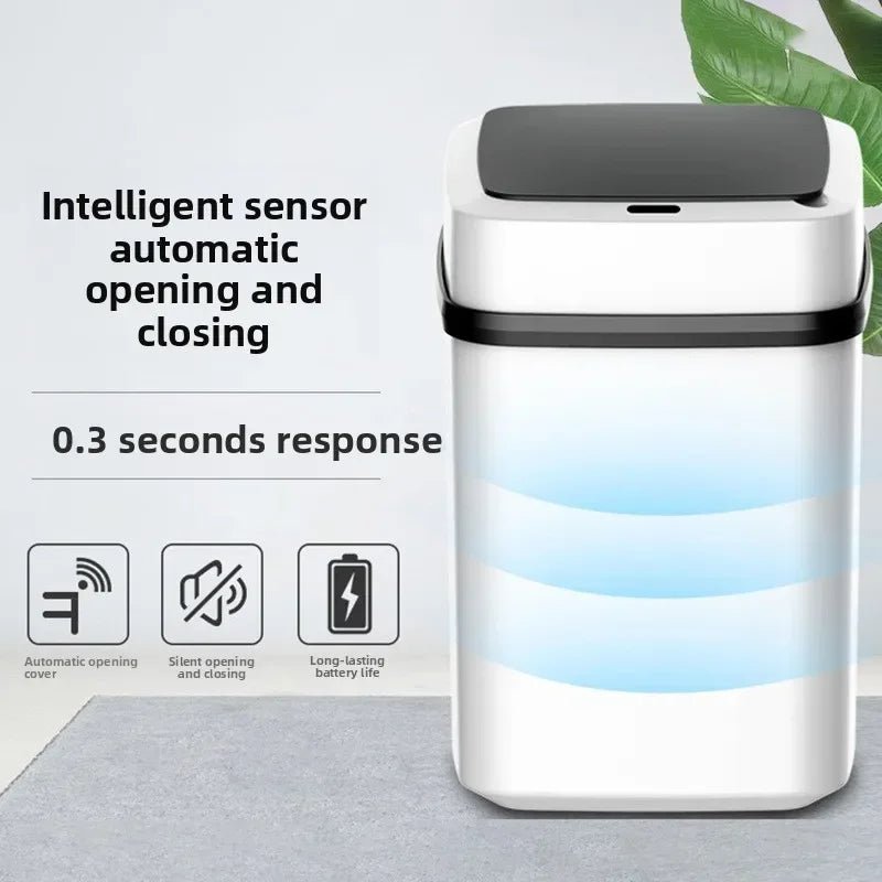 13L Smart Trash Can with Lid Sensor Toilet, Creative Fully Automatic Electric Lid Opening Trash Can for Living Room and Bathroom - Freshleen
