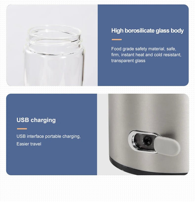1pc 450ml Portable Hydrogen Water Generator 3 Minutes Mode High Concentration Hydrogen Water Generator - Freshleen