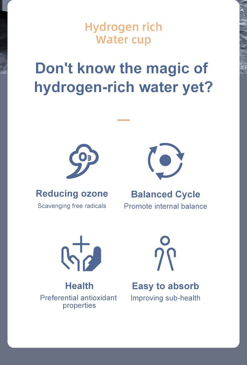1pc 450ml Portable Hydrogen Water Generator 3 Minutes Mode High Concentration Hydrogen Water Generator - Freshleen