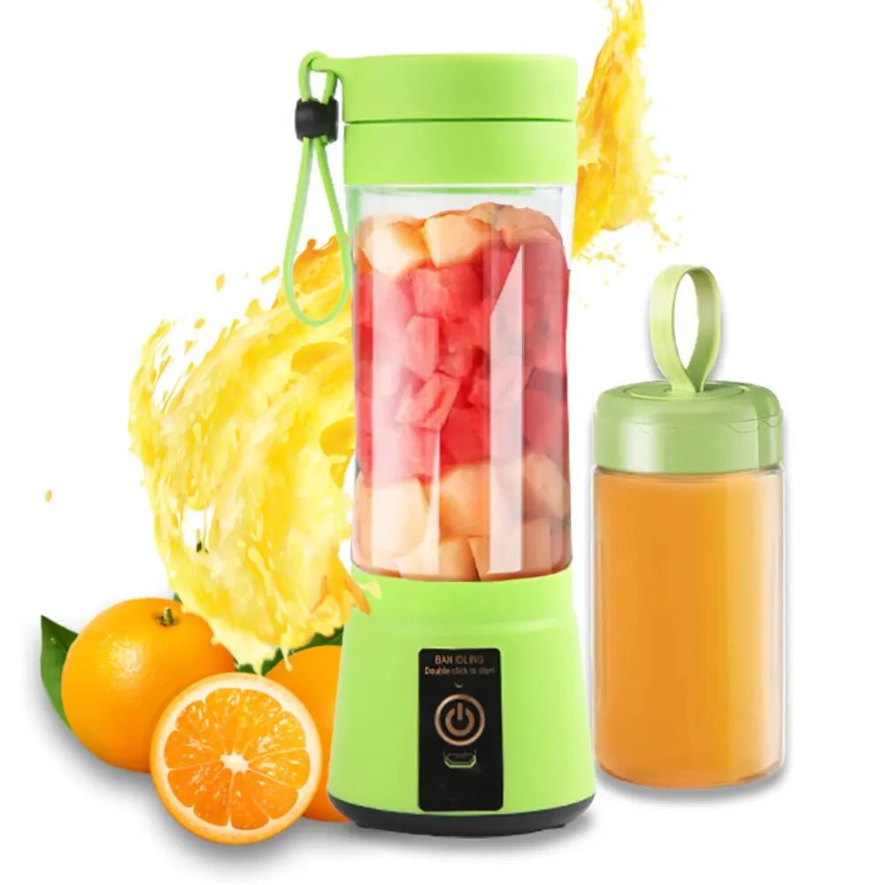 Best Portable Blender: USB rechargeable, compact design with fruits and smoothie.