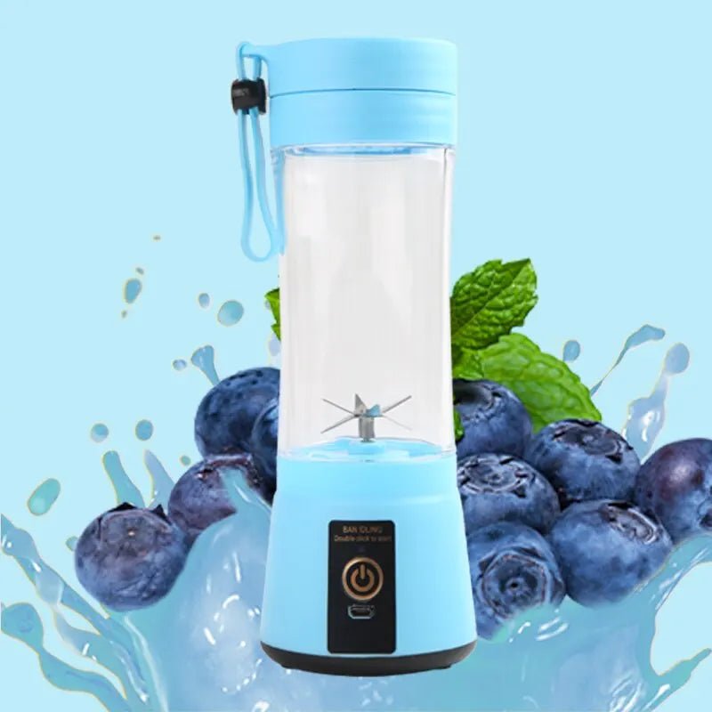 Best Portable Blender: USB rechargeable, compact design with fruits and smoothie.