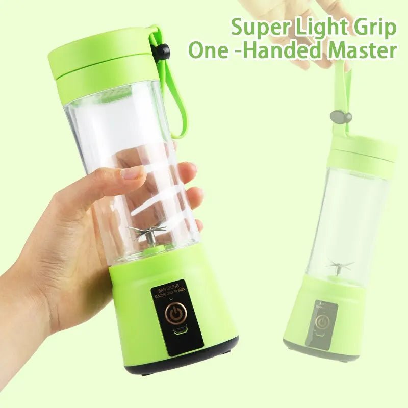 Best Portable Blender: USB rechargeable, compact design with fruits and smoothie.