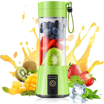 Best Portable Blender: USB rechargeable, compact design with fruits and smoothie.