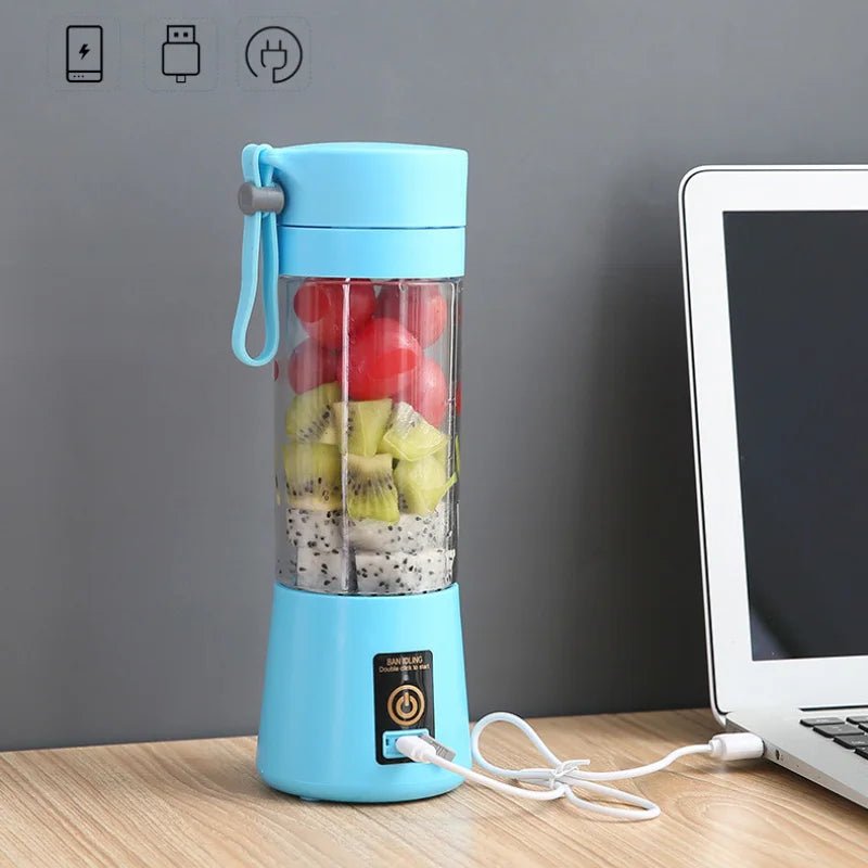 Best Portable Blender: USB rechargeable, compact design with fruits and smoothie.