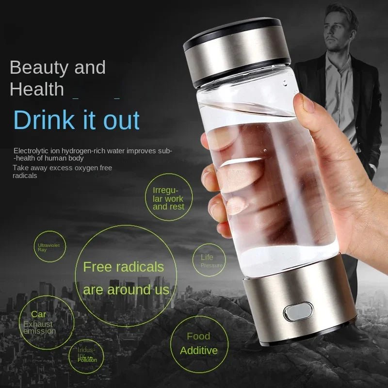 420ML Water Filter Hydrogen Ionized Water Bottle Hydrogen Generator Bottle Portable Water Ionizer Health Cup Home Appliance - Freshleen