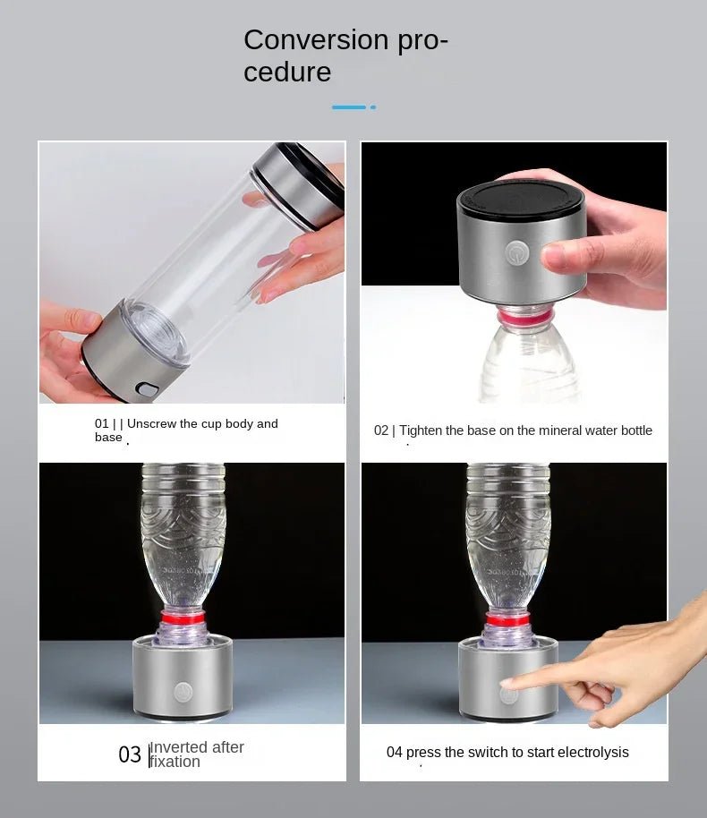 420ML Water Filter Hydrogen Ionized Water Bottle Hydrogen Generator Bottle Portable Water Ionizer Health Cup Home Appliance - Freshleen