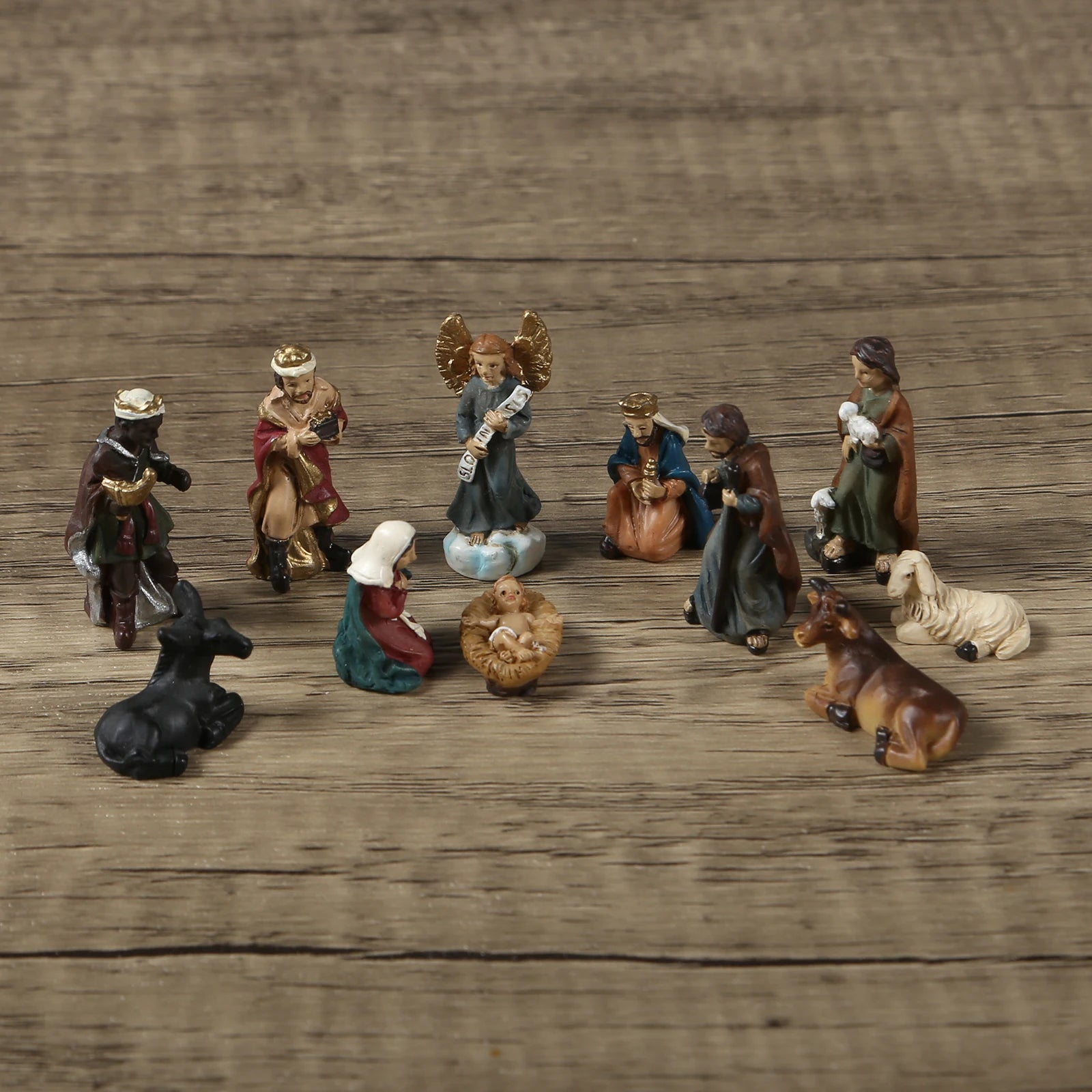 Best Christmas Nativity Set featuring Eco Holy Family Figurines on a wooden table.