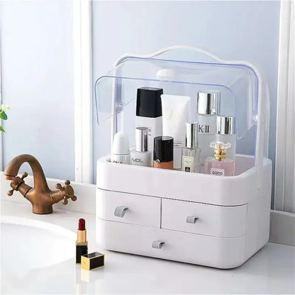 Best Makeup Organizer & Jewelry Box featuring multiple drawers and a handle for easy carrying.