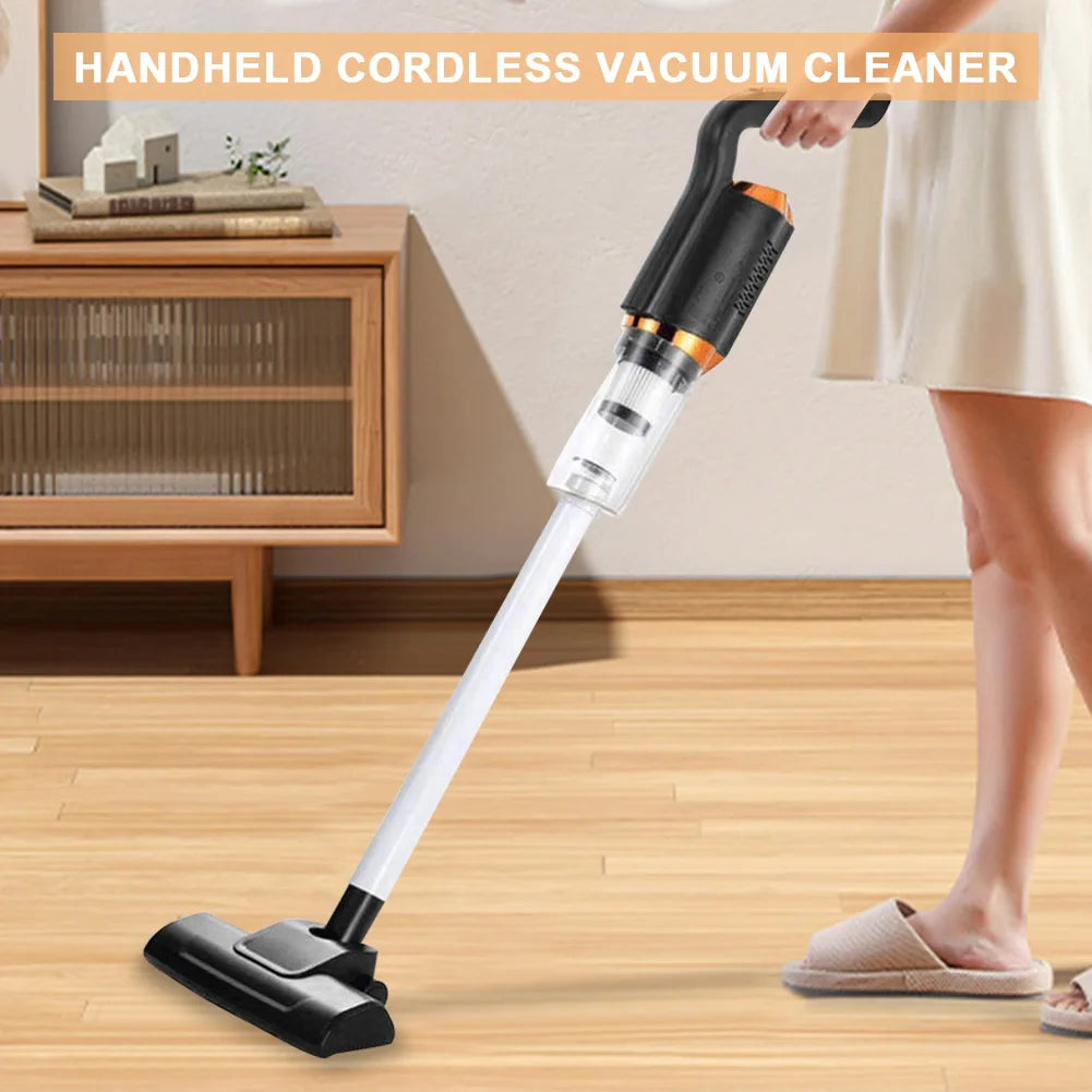 Eco-Friendly 2-in-1 Handheld Cleaner, compact cordless vacuum in use on a car interior.