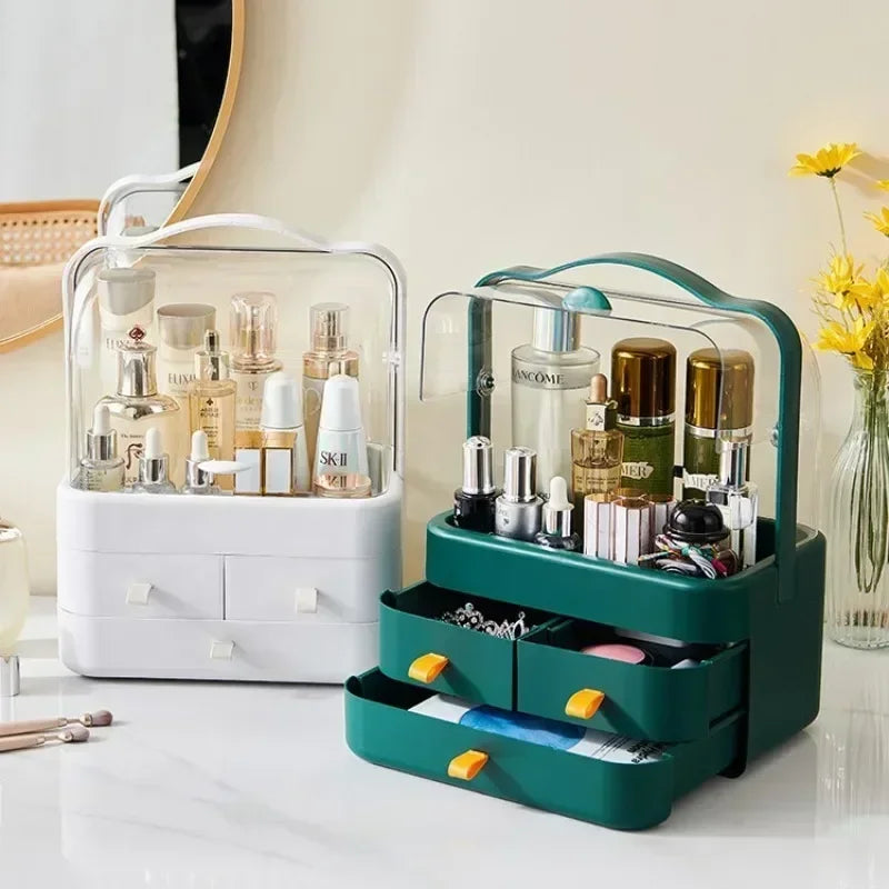 Best Makeup Organizer & Jewelry Box featuring multiple drawers and a handle for easy carrying.