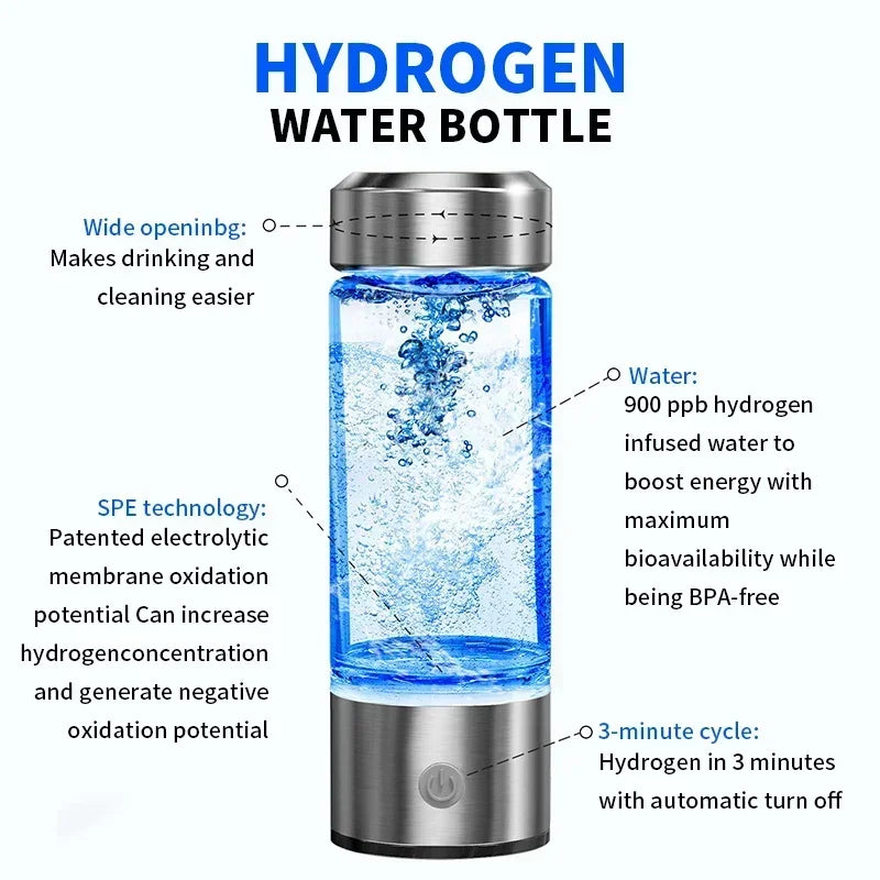 Best Hydrogen Water Bottle for Health Freshleen with glowing blue light, portable design