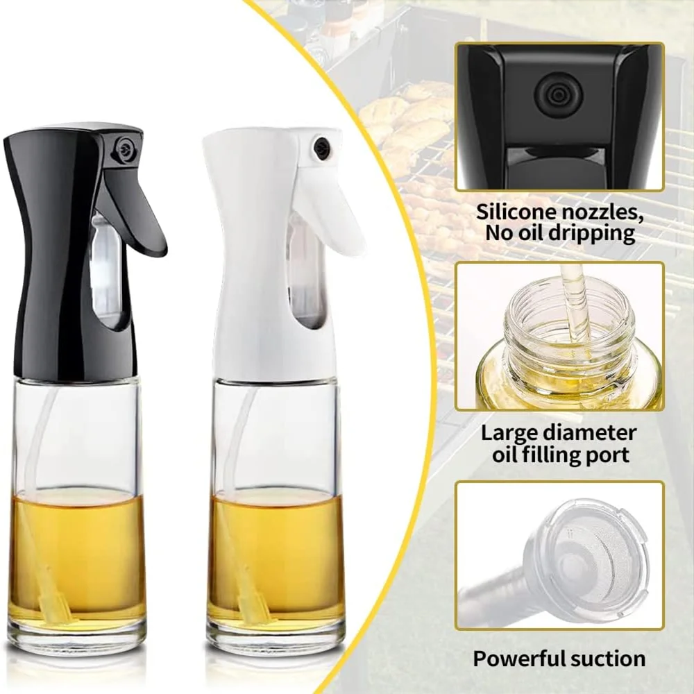 Fresh Olive Oil Sprayer Bottle, eco-friendly reusable kitchen oil spray bottle on counter.