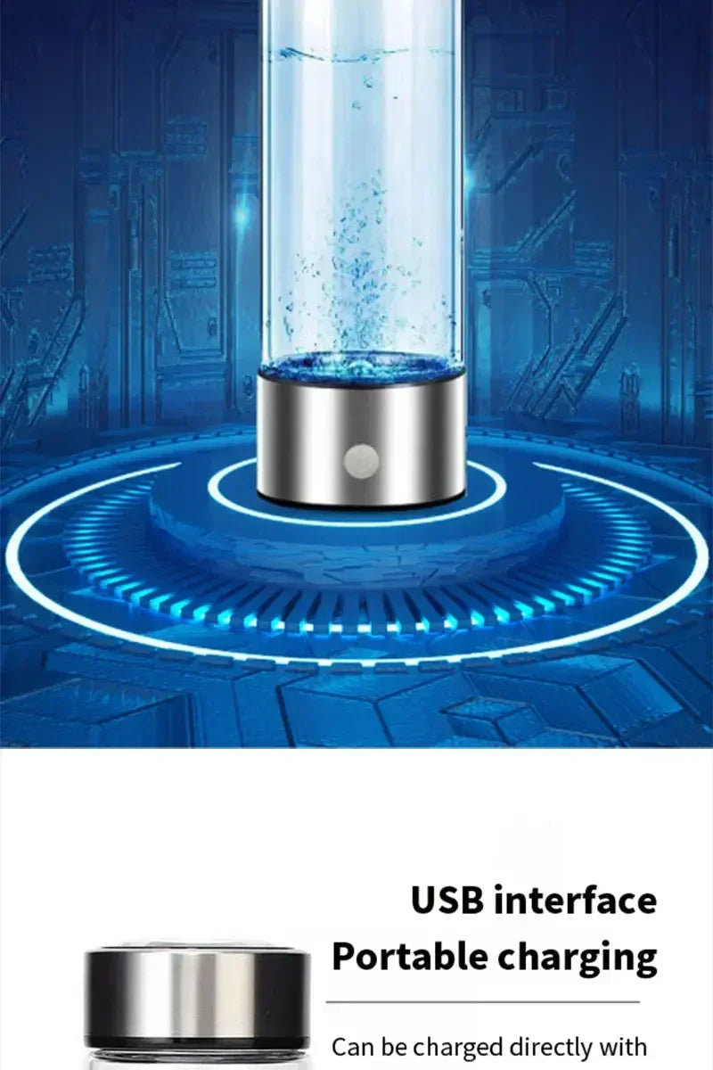 Best Hydrogen Water Bottle for Health Freshleen with glowing blue light, portable design