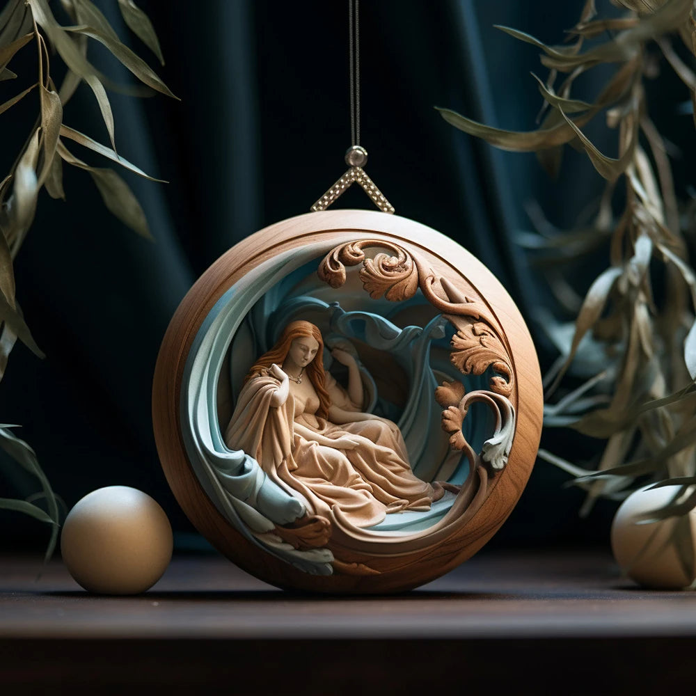 Best Easter Nativity Ornament and Jesus Christ Car Pendant hanging on a tree branch.