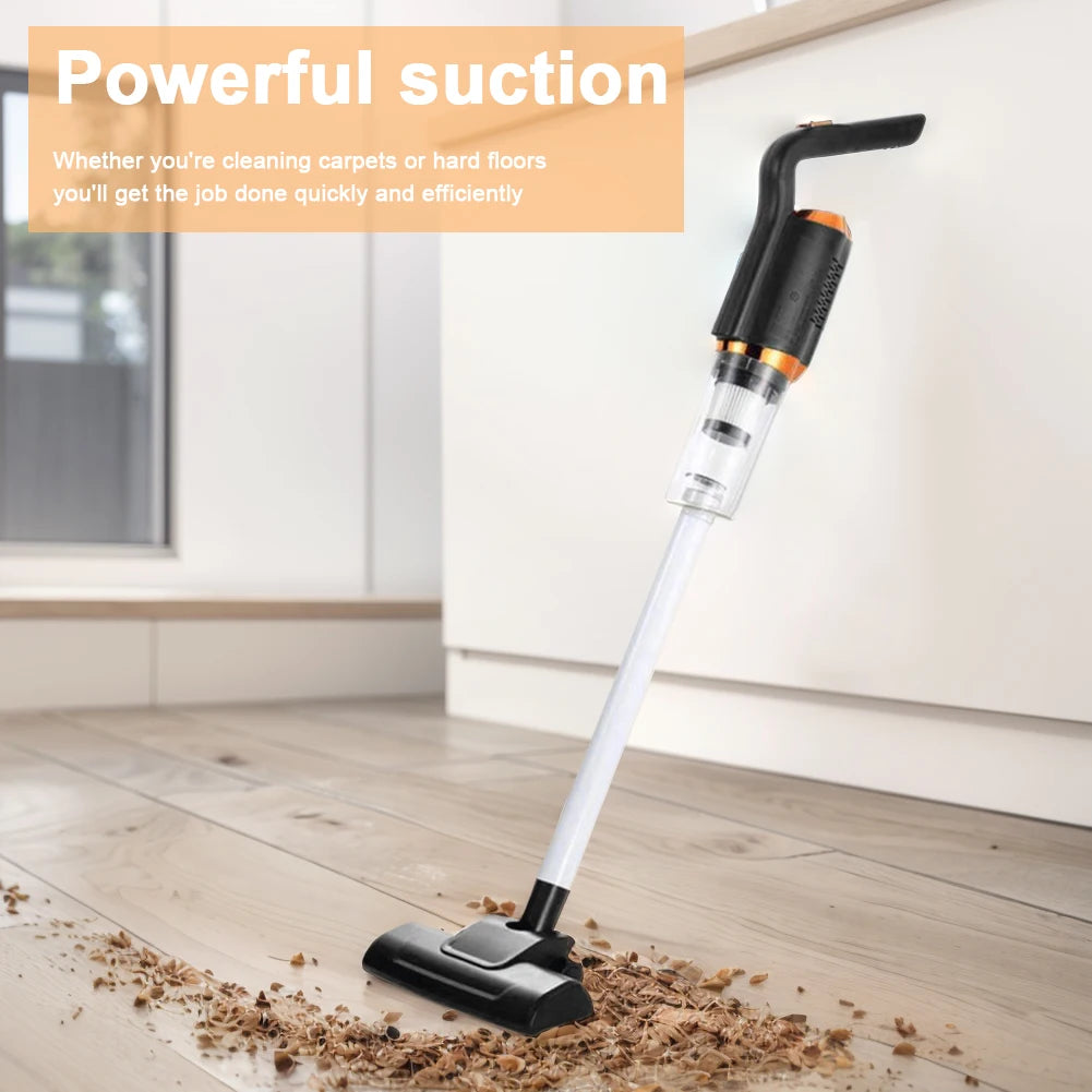 Eco-Friendly 2-in-1 Handheld Cleaner, compact cordless vacuum in use on a car interior.