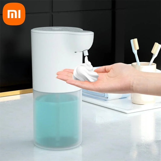 Xiaomi automatic touchless soap dispenser with infrared sensor on bathroom counter.