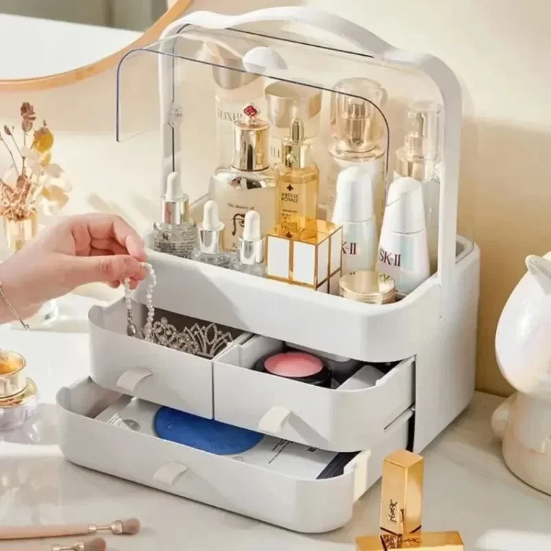 Best Makeup Organizer & Jewelry Box featuring multiple drawers and a handle for easy carrying.