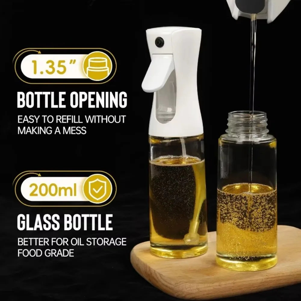 Fresh Olive Oil Sprayer Bottle, eco-friendly reusable kitchen oil spray bottle on counter.
