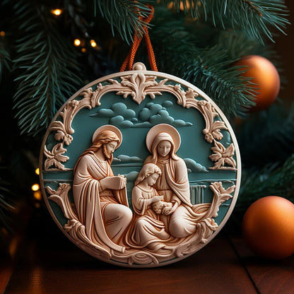 Best Easter Nativity Ornament and Jesus Christ Car Pendant hanging on a tree branch.