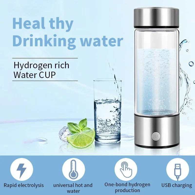 Best Hydrogen Water Bottle for Health Freshleen with glowing blue light, portable design