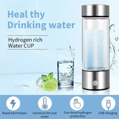 Best Hydrogen Water Bottle for Health Freshleen with glowing blue light, portable design