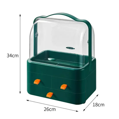 Best Makeup Organizer & Jewelry Box featuring multiple drawers and a handle for easy carrying.