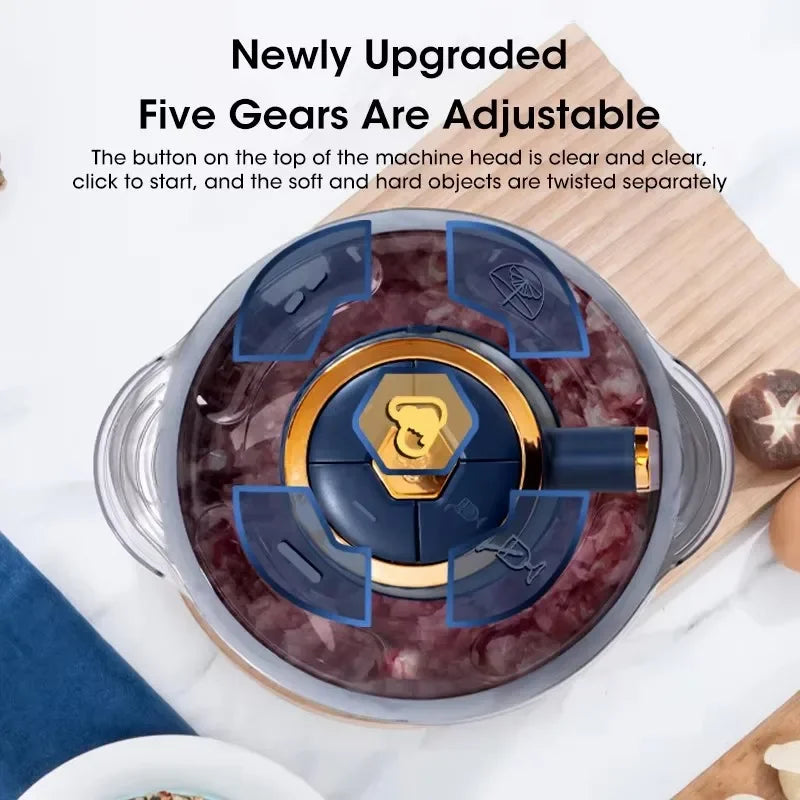 Best Electric Meat Grinder & Food Processor, stainless steel, with accessories for chopping vegetables.