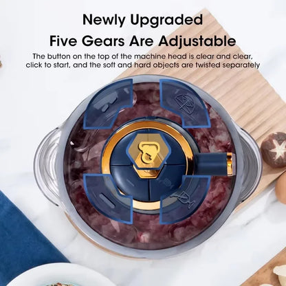 Best Electric Meat Grinder & Food Processor, stainless steel, with accessories for chopping vegetables.