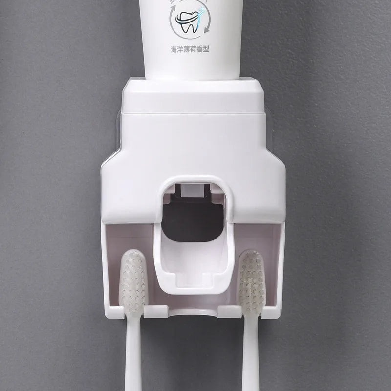 Automatic Toothpaste Dispenser & Toothbrush Holder – Wall‑Mounted Bathroom Organizer - Freshleen