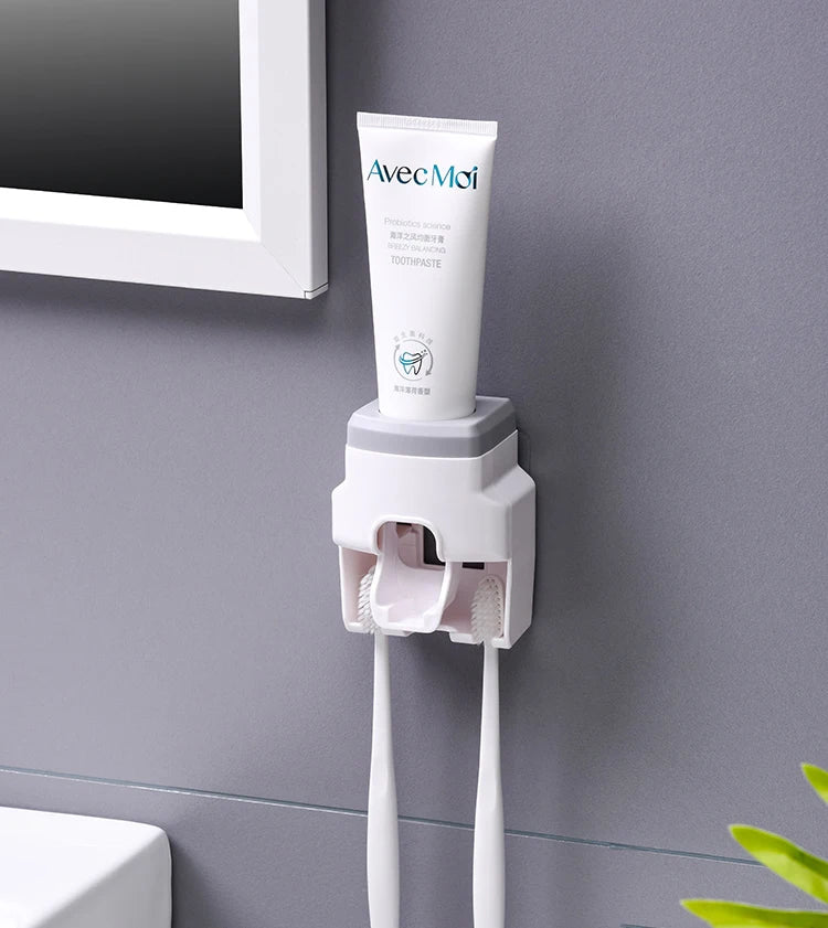Automatic Toothpaste Dispenser & Toothbrush Holder – Wall‑Mounted Bathroom Organizer - Freshleen