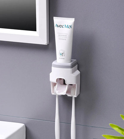 Automatic Toothpaste Dispenser & Toothbrush Holder – Wall‑Mounted Bathroom Organizer - Freshleen