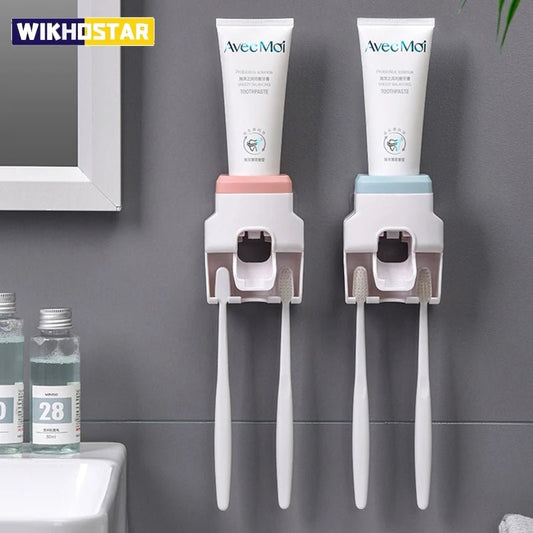 Automatic Toothpaste Dispenser & Toothbrush Holder – Wall‑Mounted Bathroom Organizer - Freshleen