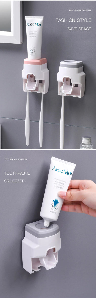 Automatic Toothpaste Dispenser & Toothbrush Holder – Wall‑Mounted Bathroom Organizer - Freshleen