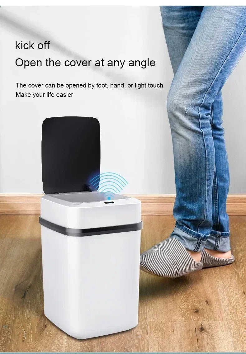 Bathroom sensor trash can, kitchen trash can, 13L large capacity, bathroom smart trash can, fully automatic smart trash can. - Freshleen