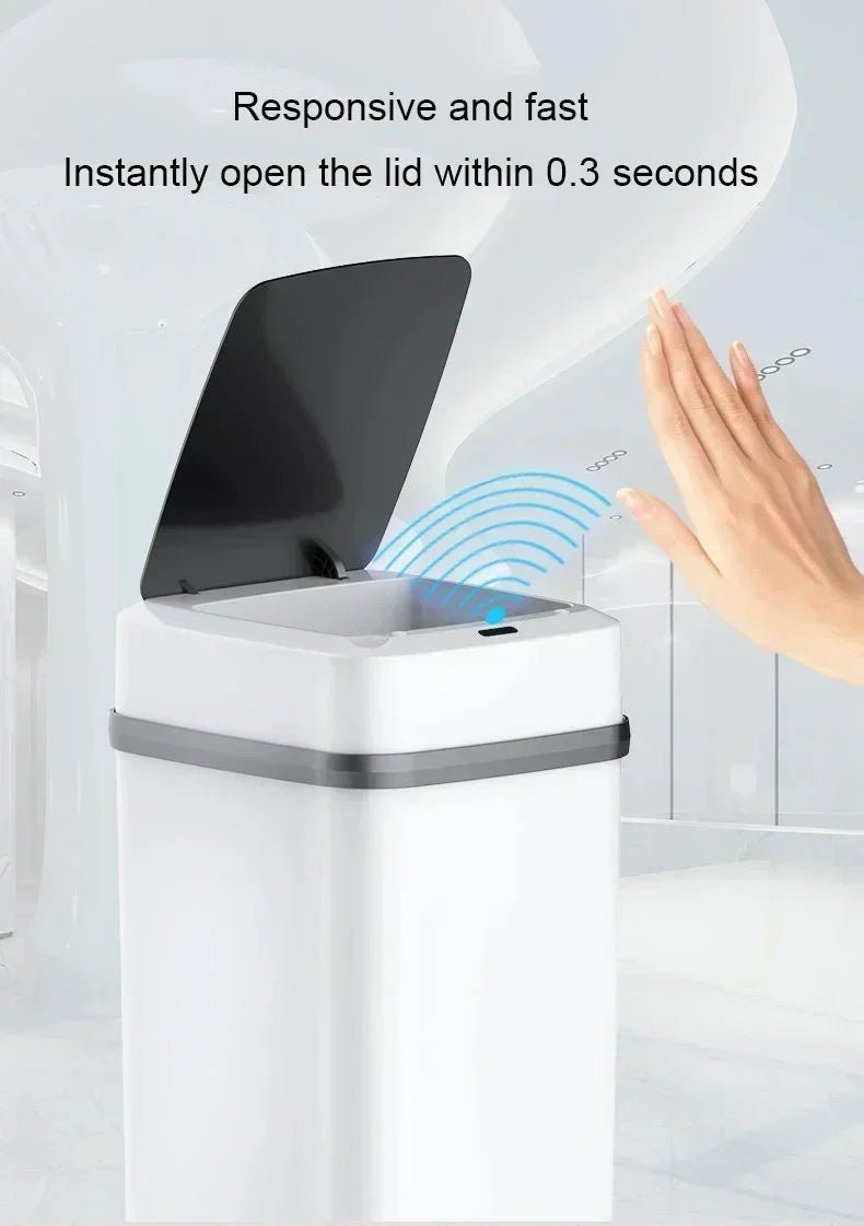 Bathroom sensor trash can, kitchen trash can, 13L large capacity, bathroom smart trash can, fully automatic smart trash can. - Freshleen