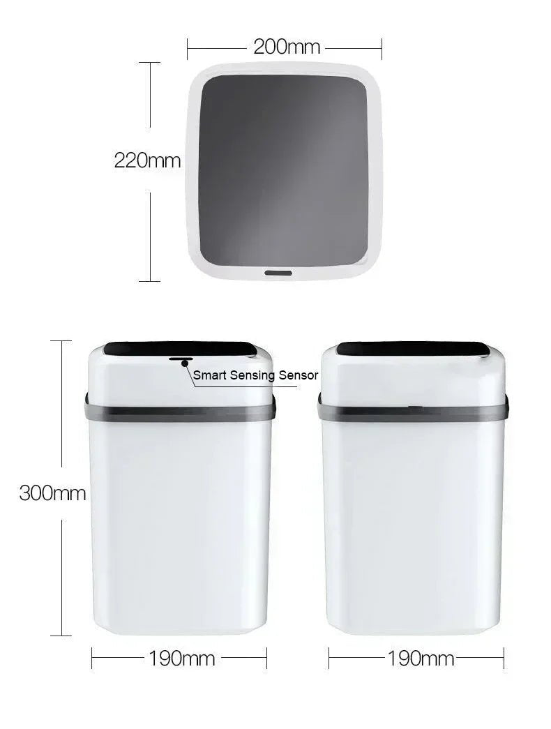 Bathroom sensor trash can, kitchen trash can, 13L large capacity, bathroom smart trash can, fully automatic smart trash can. - Freshleen