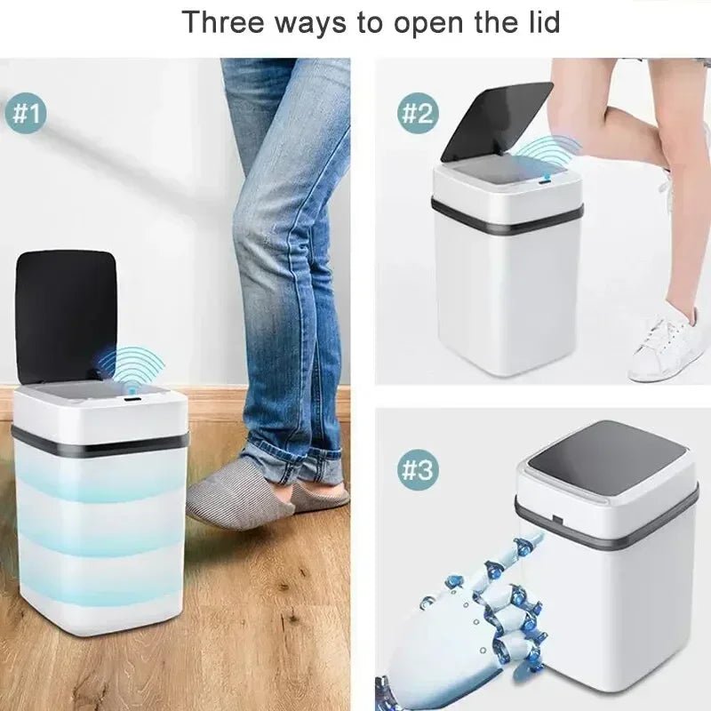 Bathroom sensor trash can, kitchen trash can, 13L large capacity, bathroom smart trash can, fully automatic smart trash can. - Freshleen