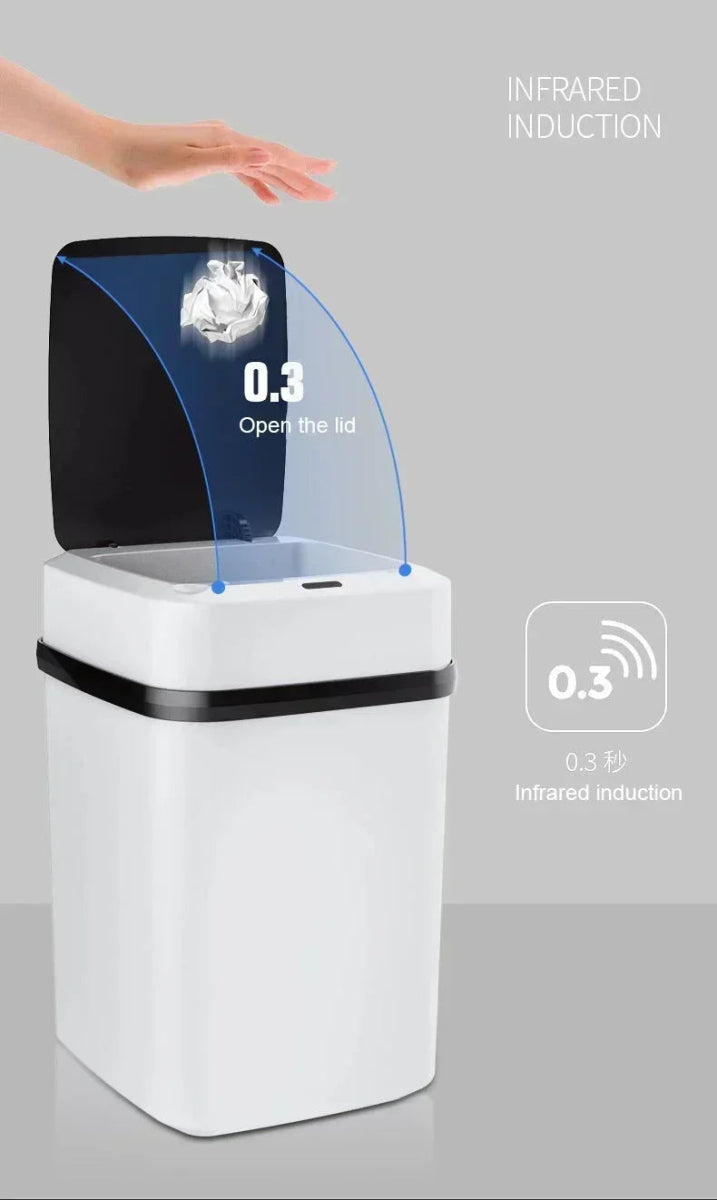 Bathroom sensor trash can, kitchen trash can, 13L large capacity, bathroom smart trash can, fully automatic smart trash can. - Freshleen