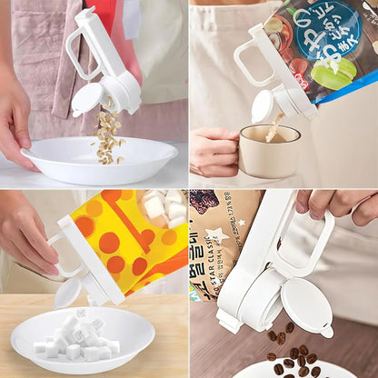 3 Pack Food Bag Clips with Pour Spouts - Keep Food Fresh & Organized, Easy Pouring & Sealing Solution for Your Kitchen! - Freshleen