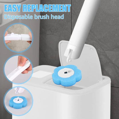 Disposable Head Toilet Brush Kit – Long‑Handle Bathroom Cleaning Brush (18–36 Refills) - Freshleen