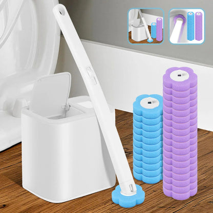 Disposable Head Toilet Brush Kit – Long‑Handle Bathroom Cleaning Brush (18–36 Refills) - Freshleen