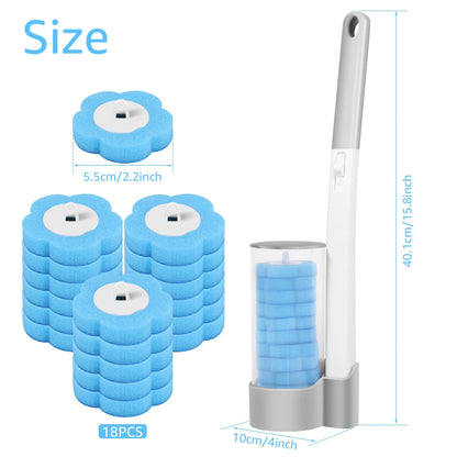 Disposable Head Toilet Brush Kit – Long‑Handle Bathroom Cleaning Brush (18–36 Refills) - Freshleen