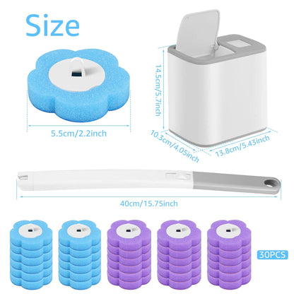 Disposable Head Toilet Brush Kit – Long‑Handle Bathroom Cleaning Brush (18–36 Refills) - Freshleen