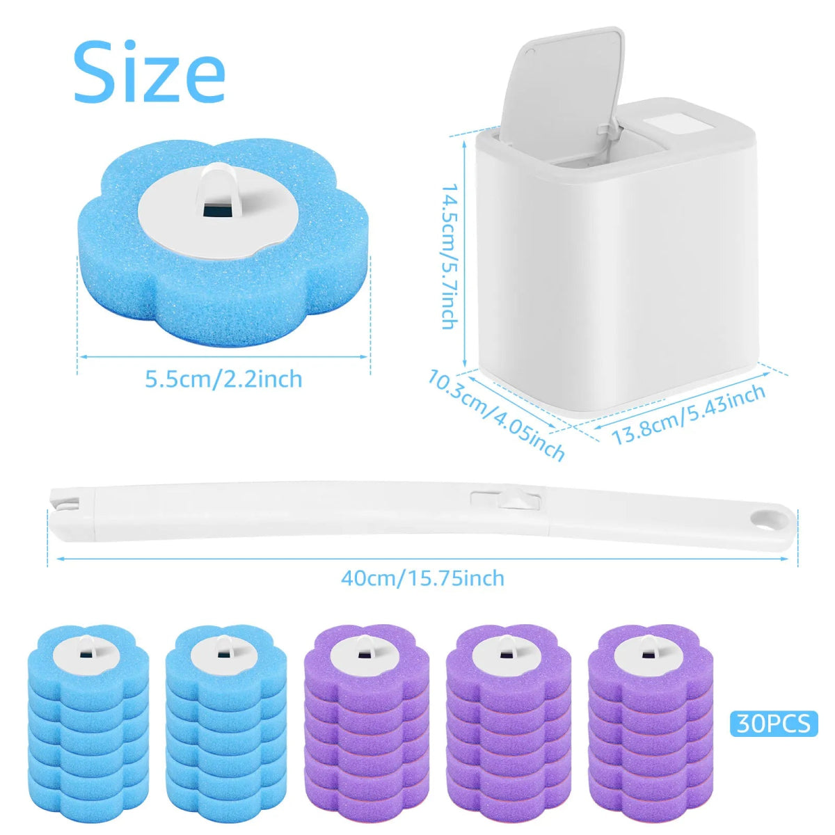 Disposable Head Toilet Brush Kit – Long‑Handle Bathroom Cleaning Brush (18–36 Refills) - Freshleen