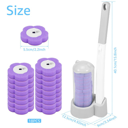 Disposable Head Toilet Brush Kit – Long‑Handle Bathroom Cleaning Brush (18–36 Refills) - Freshleen